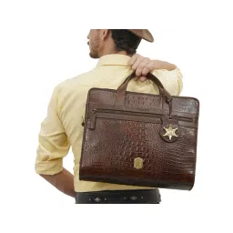 Hidesign WILD WEST  Brown Leather Large Laptop Messenger Bag-picture-47