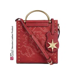 Hidesign Wild West Red Embroidered Medium Handbag-picture-40