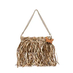 HIE Textured Structured Handheld Bag With Fringed-picture-11