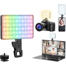 HIFFIN (LT-002 Black) RGB Selfie Light Kit with Clip for iPhone/Tablet/Laptop/Camera, Dimmable CRI 95+ with 24 Light FX Modes, Built-in 3000mAh Battery for Zoom Calls/Live Stream/Selfies/Makeup-picture-31
