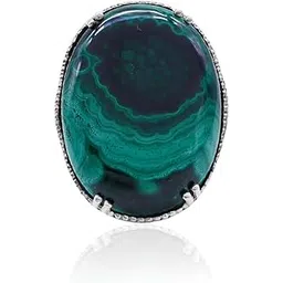 925 Sterling Silver Natural Green Malachite Statement Ring for Unisex | Oval Cabochon Ring, Healing Crystal Jewelry, Birthstone Gift-image-27