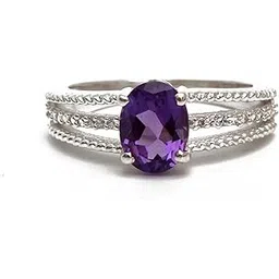 hiflyer jewels Natural Purple Amethyst and Cz Gemstone Designer Ring For Her 925 Sterling Silver Ring Jewelry Gift For Women and Girls-picture-29
