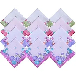 higadget Women 100% Cotton Premium Collection Handkerchiefs - Pack of 12 --picture-28