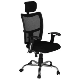 High Living Bravo HB Net &a; Cloth High Back Black Office Chair-picture-24