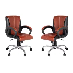 High Living Pluto Combo Brown+Black Medium Back Office Chair-picture-44