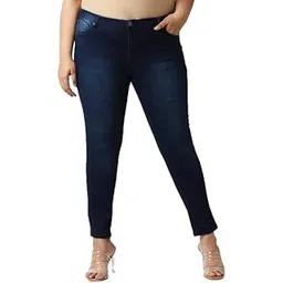 high star clothing HIGH Star Plus Size Women Blue Slim-Fit Stretchable Jeans-picture-14