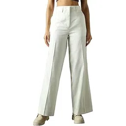 high star clothing High Star Women High Rise Solid Regular Length Wide Leg Casual Trousers-picture-10