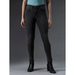 High Star Black Cotton Skinny Fit High Rise Jeans-image-11
