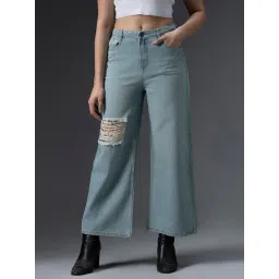 High Star Blue Cotton Distressed Boyfriend Fit High Rise Jeans-picture-37