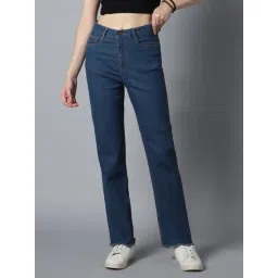 High Star Blue Cotton Straight Fit Mid Rise Jeans-picture-28