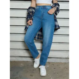 High Star Blue Relaxed Fit High Rise Jeans-picture-21