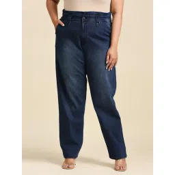 High Star Blue Relaxed Fit High Rise Lightly Washed Jeans-picture-38