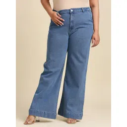 High Star Blue Relaxed Fit High Rise Lightly Washed Jeans-picture-35