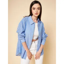 High Star Blue Striped Oversized Shirt-picture-29