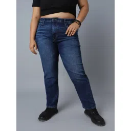 High Star Dark Blue Cotton Straight Fit Mid Rise Jeans-picture-35