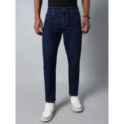 High Star Dark Blue Relaxed Fit Lightly Washed Jeans-picture-16