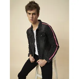 High Star Men Black Washed Denim Jacket-image-31