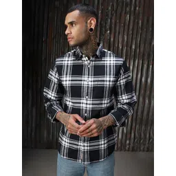 High Star Men Opaque Checked Flannel Casual Shirt-picture-39