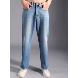 High Star Men Wide Leg Clean Look Light Fade Cotton Jeans-image-15