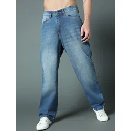 High Star Men Wide Leg Mid-Rise Light Fade Stretchable Jeans-image-19