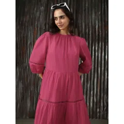High Star Pink Cotton Relaxed Fit Maxi Dress-picture-41