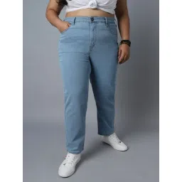 High Star Sky Blue Cotton Straight Fit Mid Rise Jeans-picture-17