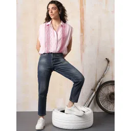 High Star Women Mom Slim Fit High-Rise Light Fade Cotton Jeans-picture-43