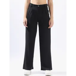 High Star Women Relaxed Fit High-Rise Korean Trousers image 1