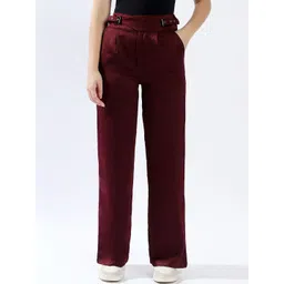 High Star Women Relaxed Loose Fit High-Rise Easy Wash Trousers-picture-23