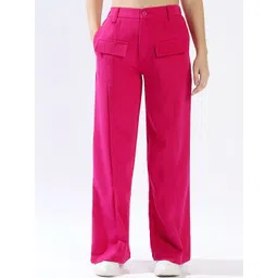 High Star Women Relaxed Loose Fit High-Rise Easy Wash Trousers-image-42