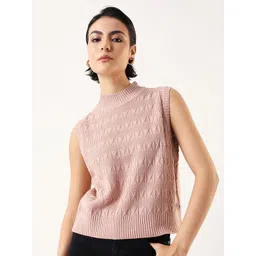 High Star Women Self Design High Neck Sweater Vest-picture-22