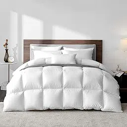 Highland Feather Hungarian White Goose Down Comforter 750 Super Fill Power Fluffy 500 Thread Count Duvet Insert Manufactured in Canada Luxurious Ultra-Soft Cotton Light Breathable - King All Season-picture-10
