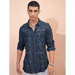 HIGHLANDER Abstract Printed Spread Collar Long Sleeves Casual Shirt-picture-22