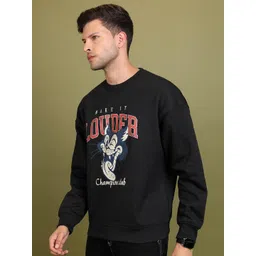 HIGHLANDER Black Typography Printed Drop Shoulder Sleeves Pullover Sweatshirt-picture-35