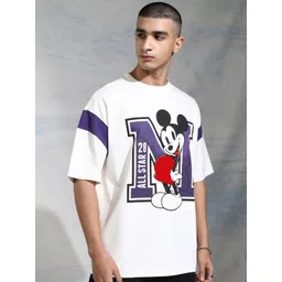 Highlander Disney Mickey Mouse Men Round Neck Drop Shoulder Oversized Tshirt-image-8
