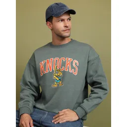 HIGHLANDER Green Graphic Printed Drop Shoulder Sleeves Oversized Pullover Sweatshirt-picture-10