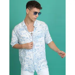 HIGHLANDER Highlander Men Lt Blue White Slim Fit Casual Shirt-picture-34