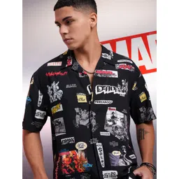 HIGHLANDER Marvel Men Deadpool Printed Cuban Collar Viscose Relaxed Shirt-picture-25