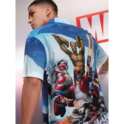 HIGHLANDER Marvel Men Gaurdians Of The Galaxy Printed Cuban Collar Viscose Relaxed Shirt-picture-32