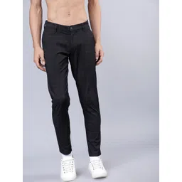 HIGHLANDER Men Black & Grey Slim Fit Checked Regular Trousers-picture-29