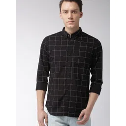 HIGHLANDER Men Black & White Slim Fit Checked Casual Shirt-picture-14