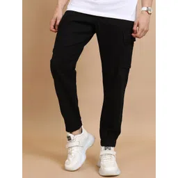 HIGHLANDER Men Black Mid-Rise Cotton Cargo Joggers-picture-38