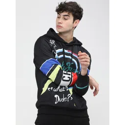 HIGHLANDER Men Black Printed Hooded Sweatshirt-picture-28