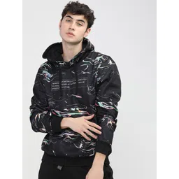 HIGHLANDER Men Black Printed Hooded Sweatshirt-picture-33