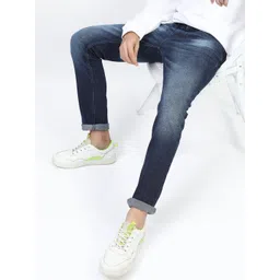 HIGHLANDER Men Blue Slim Fit Heavy Fade Stretchable Jeans-picture-37