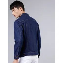 HIGHLANDER Men Blue Solid Lightweight Denim Jacket image 4