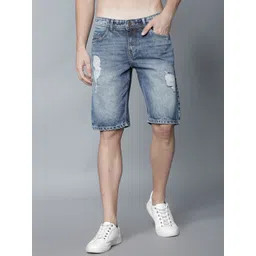 HIGHLANDER Men Blue Washed Slim Fit Denim Shorts-picture-26
