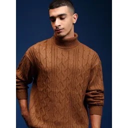 HIGHLANDER Men Cable Knit Turtle Neck Long Sleeves Pullover Sweaters-picture-13