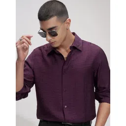 HIGHLANDER Men Comfort Fit Spread Collar Textured Formal Shirt-picture-12