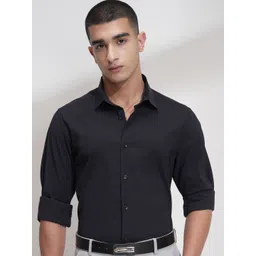 HIGHLANDER Men Comfort Fit Textured Spread Collar Cotton Casual Shirt-picture-29